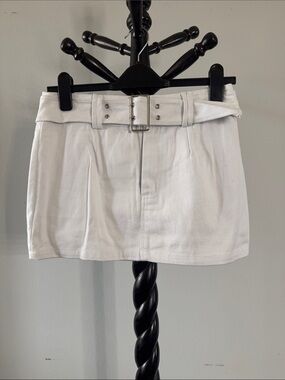 White Fox Boutique White Belted Mini Skirt